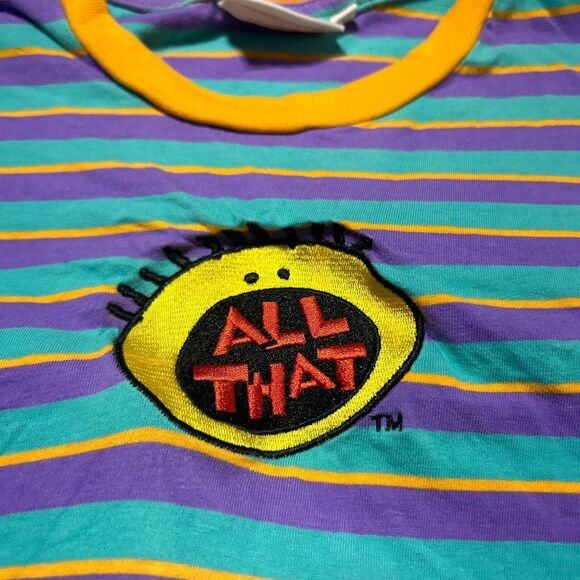 Nickelodeon All That Striped Shirt Small Embroidered Logo Retro Multicolored - Picture 4 of 9